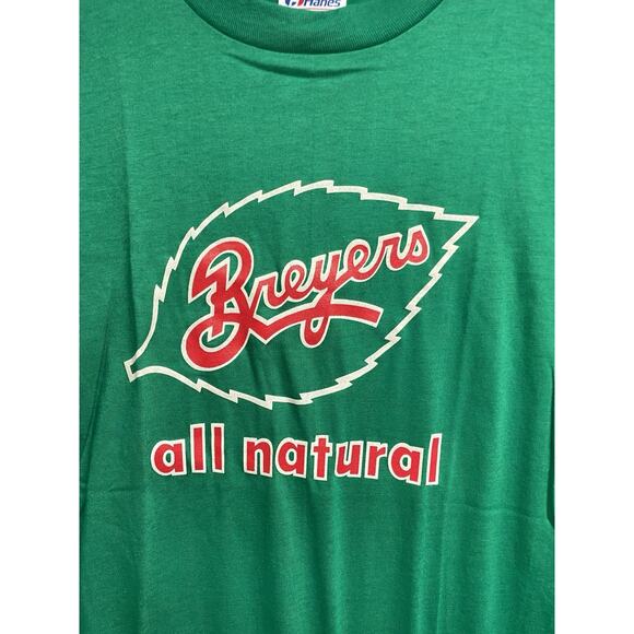 Rare Vintage 1980s Breyers All Natural Ice Cream‎ T-shirt Mens M Green New W/tag - Picture 2 of 5